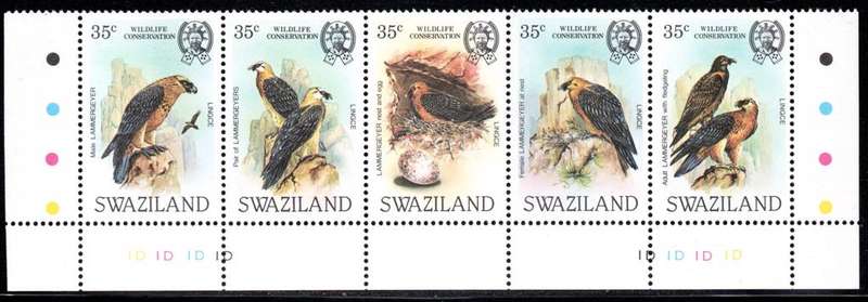 Swaziland - 1983 Wildlife Conservation Lammergeier 1D Control SG 425-429