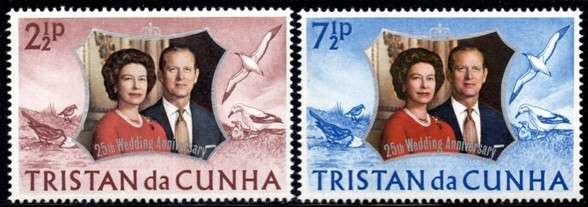 Tristan da Cunha - 1972 Royal Silver Wedding Set MNH SG 174-175