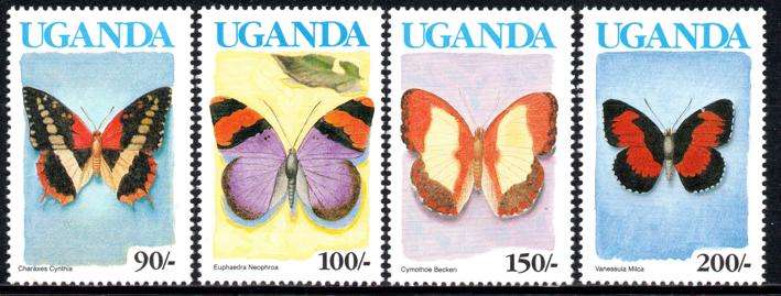 Uganda - 1990 Butterflies 90s-200s MNH SG 870A-873A