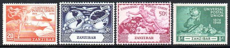 Zanzibar - 1949 75th Anniversary of UPU Set MH SG 335-338