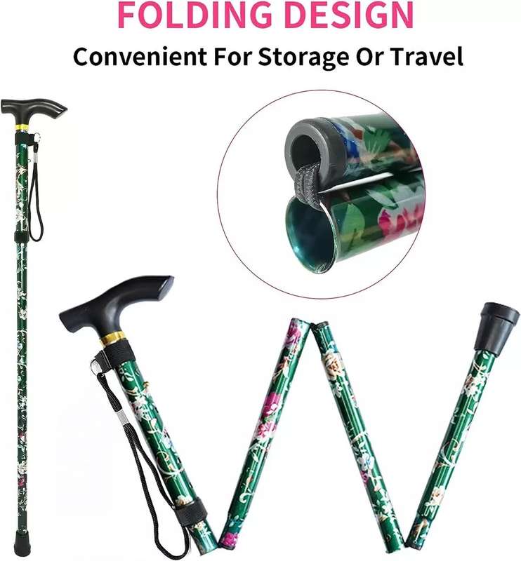 Folding walking/hiking stick (floral green)