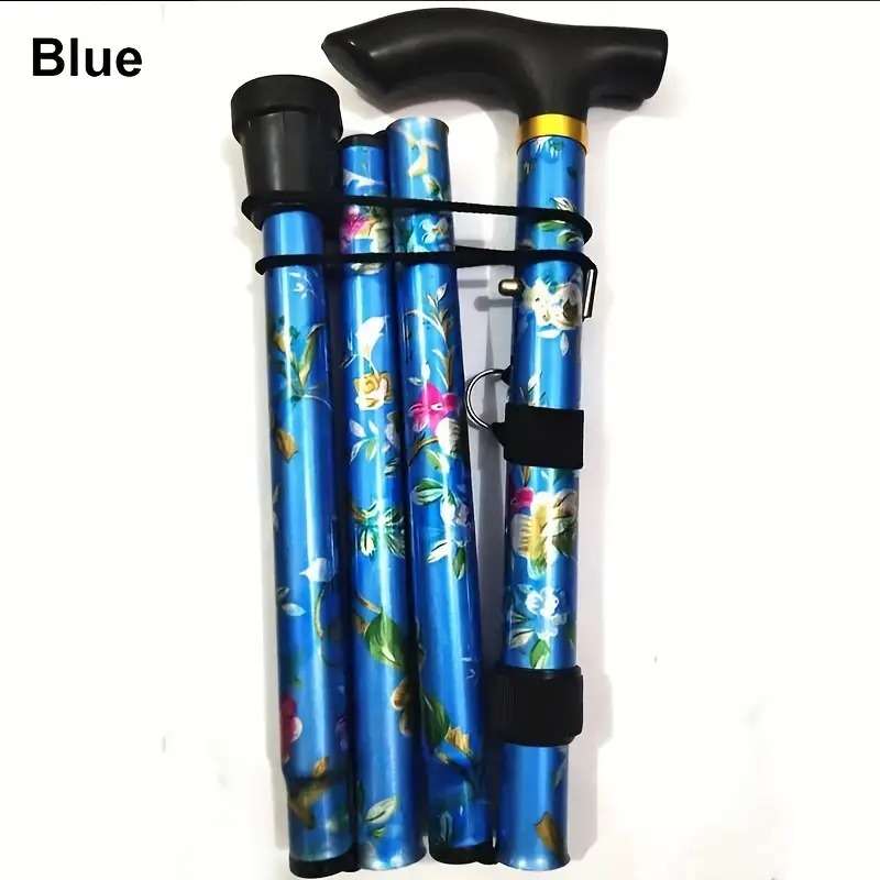 Folding walking/hiking stick (floral blue)
