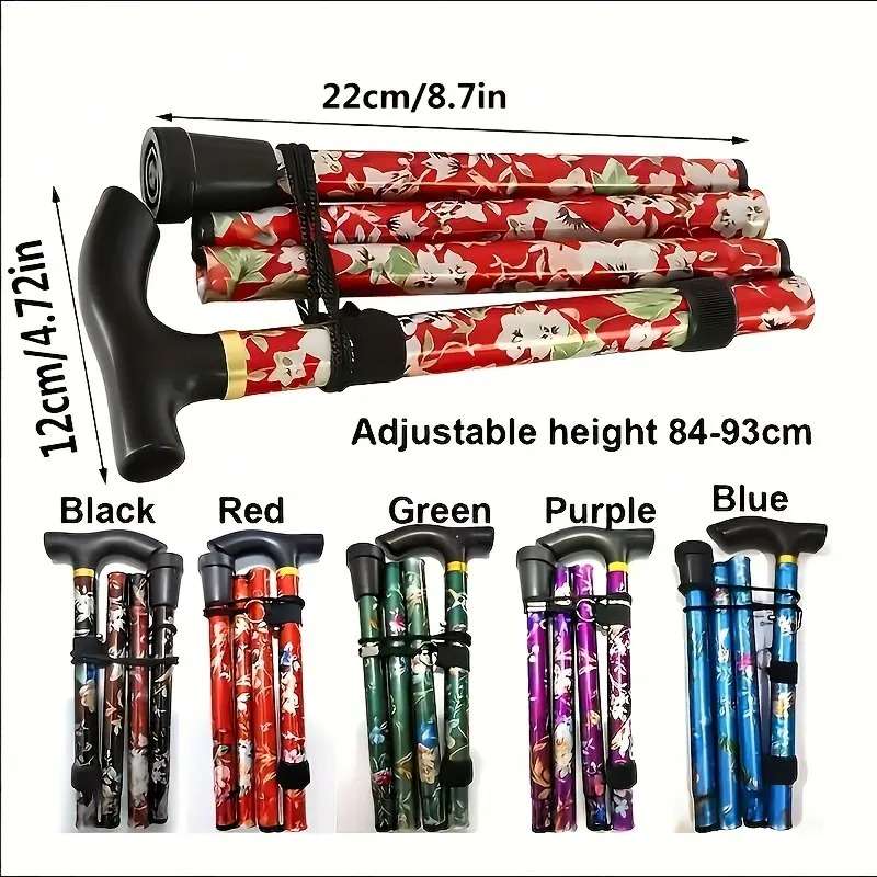 Folding walking/hiking stick (floral red)