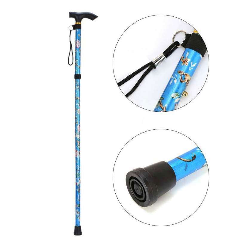 Folding walking/hiking stick (floral blue)