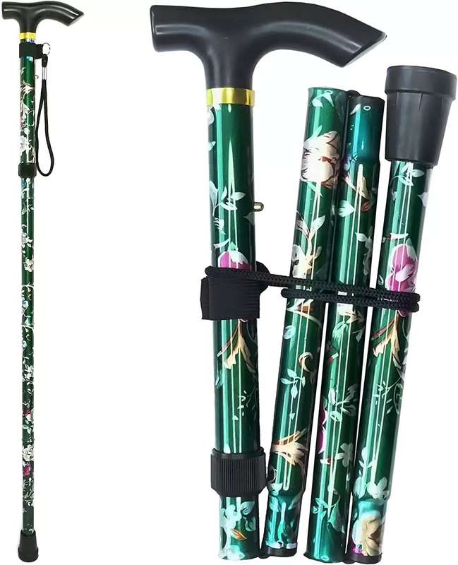 Folding walking/hiking stick (floral green)