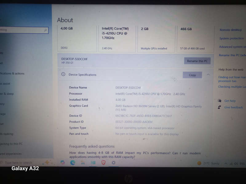 Hp 350 G1 laptop
