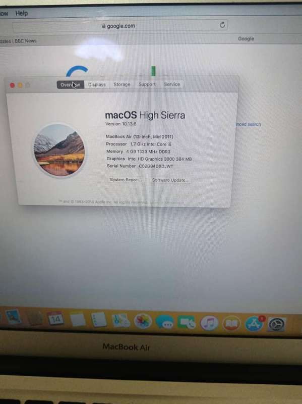 Macbook Air (13-inch,  2011 4GB) 121GB Silver