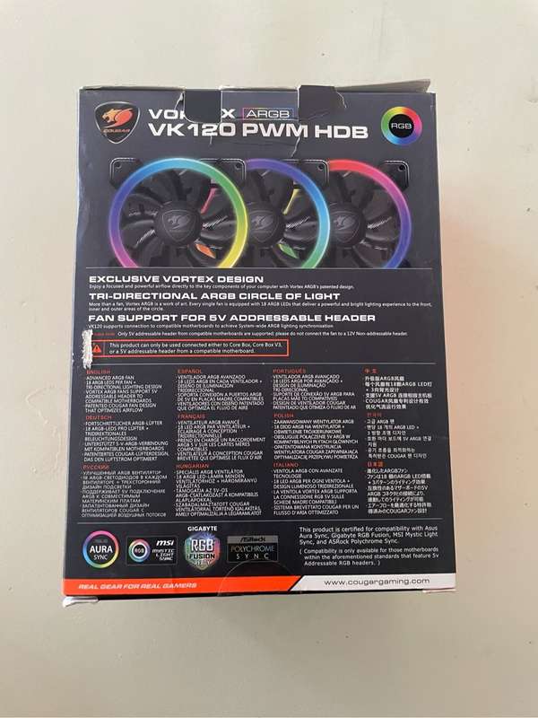 Cougar Vortex ARGB Fan Kit**VK120 PWM HDB** uses normal ARGB Header
