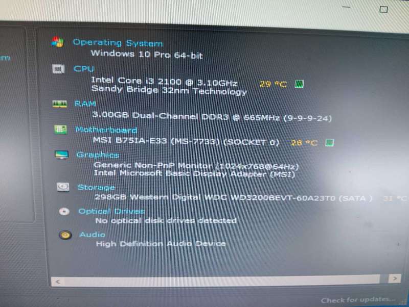 MSI B75 ITX Motherboard Combo**Intel Core i3**3GB Ram**
