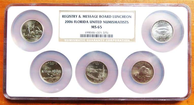 2006 US NGC MS65 Large Slab Registry & Message Board Luncheon - 5 x Coins