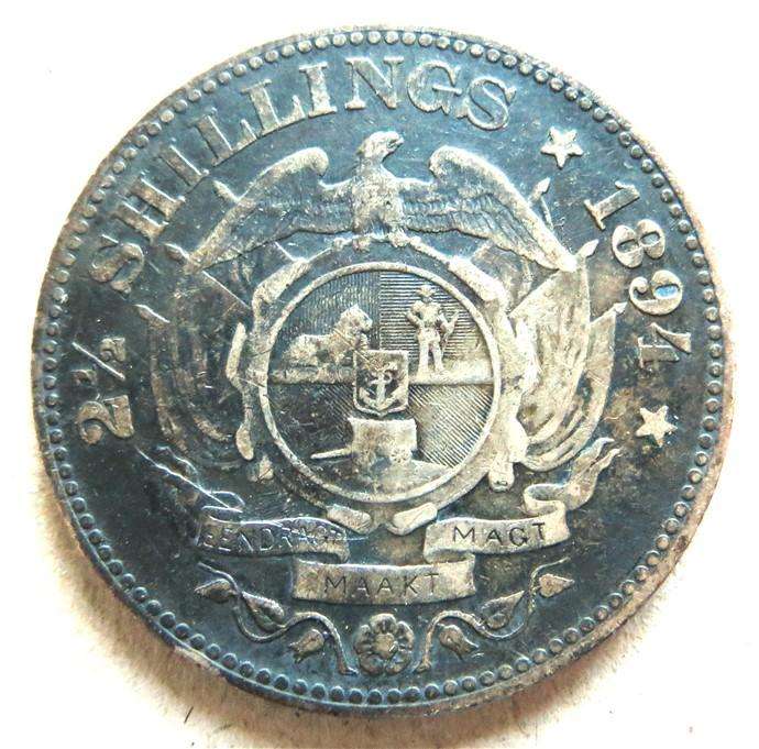1894 ZAR Half Crown 2/6 Shillings - Silver 92.5%