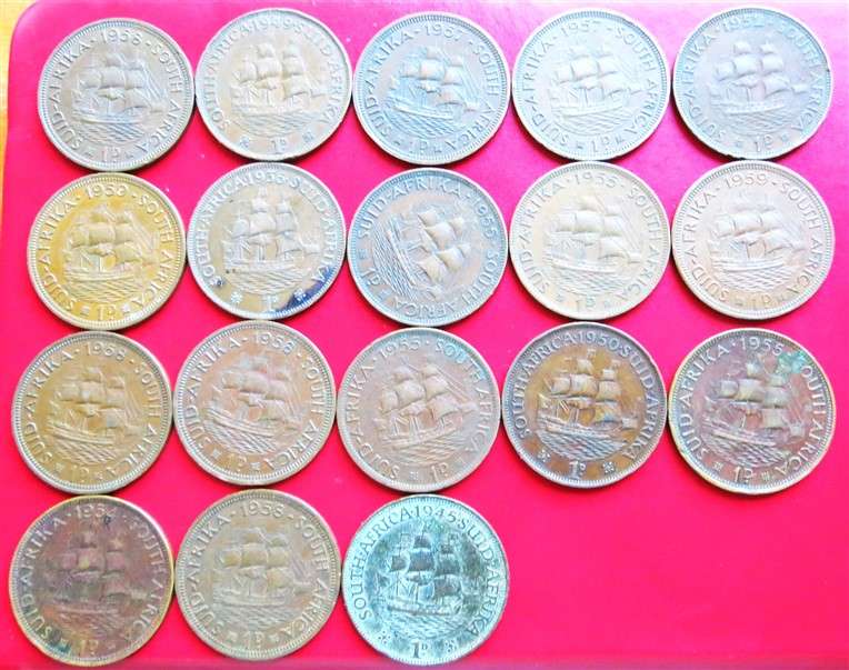 18 x SA Union Pennies 1d Lot - 1 Bid for All
