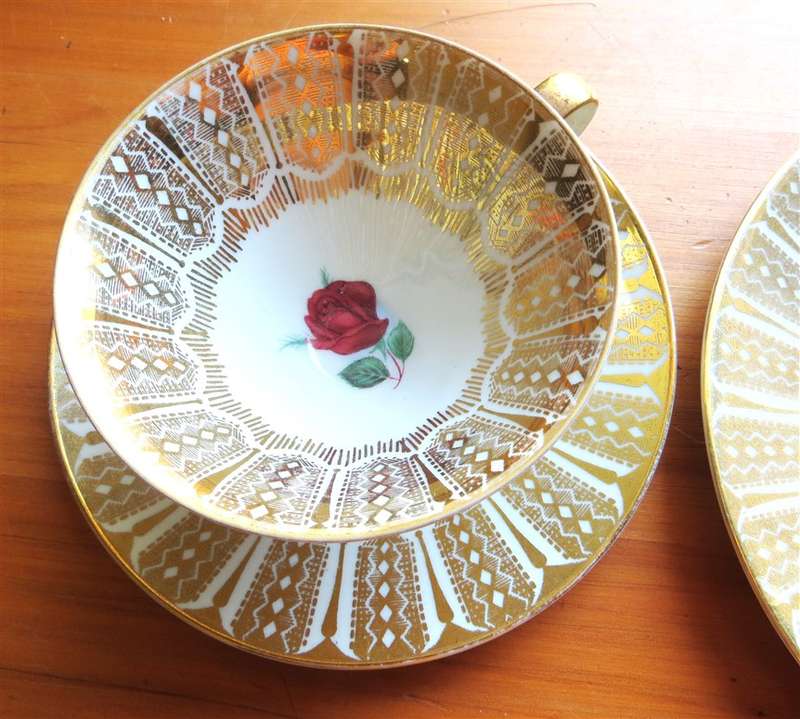 Mitterteich Bavaria Bone China Rose Tea Cup + Saucer + Plate