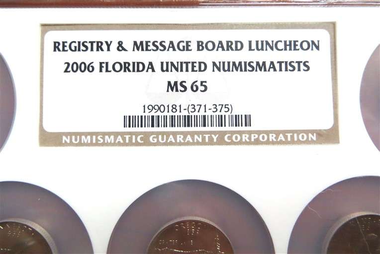 2006 US NGC MS65 Large Slab Registry & Message Board Luncheon - 5 x Coins
