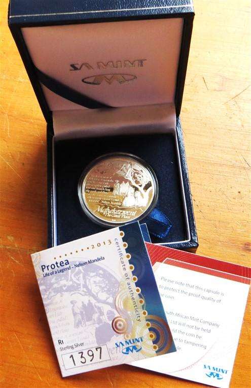 2013 Protea Proof Silver R1 in Box + Cert. Nelson Mandela - Life of a Legend