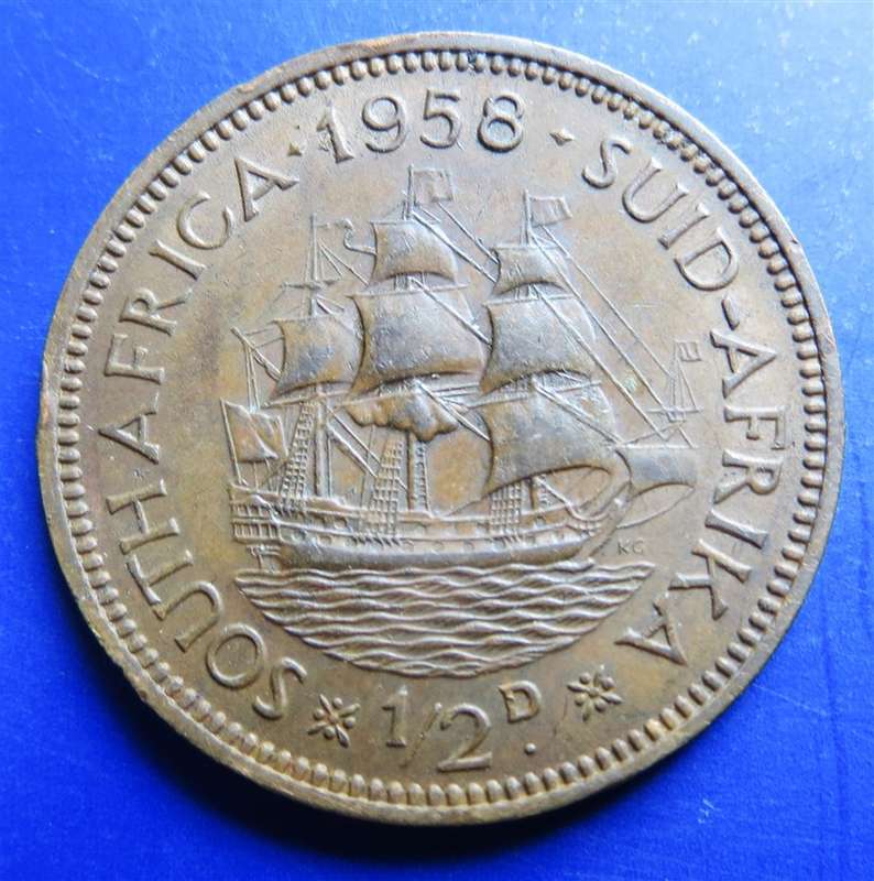 1958 Half Penny 1/2d SA UNION