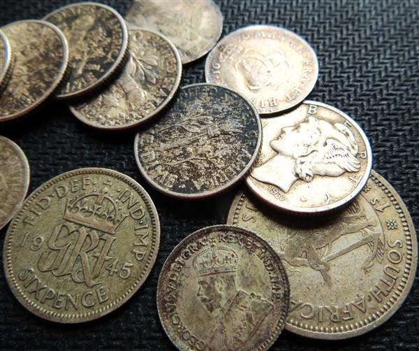 World Silver Coin Lot 33.2gr - US Dimes /GB / SA