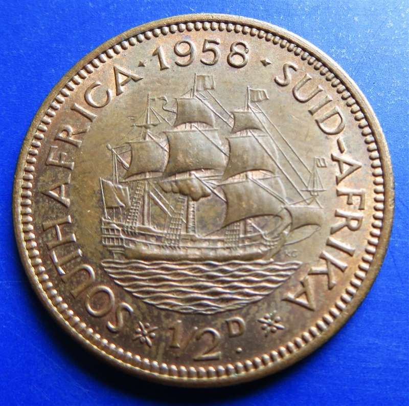 1958 Half Penny 1/2d SA UNION