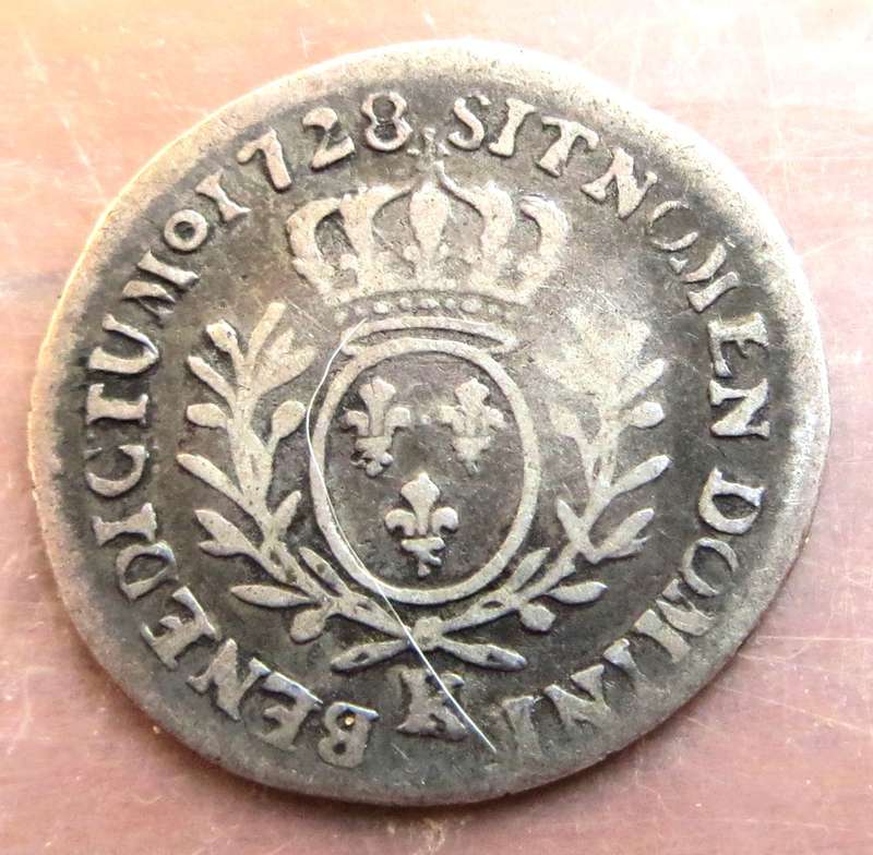 1728 France 1/20 Ecu Louis XV Silver Coin 18mm