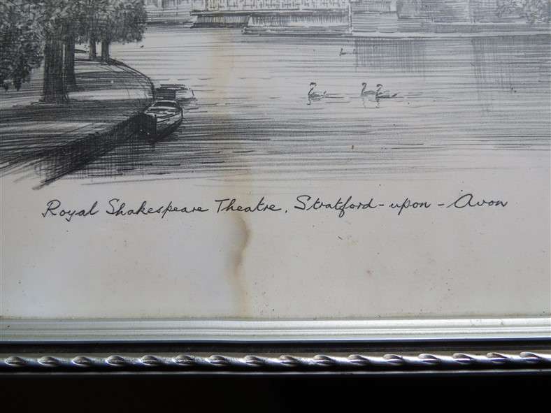 Pair of framed with glass sketch prints - Stratford upon Avon - Buy 1 get the watermarked one free