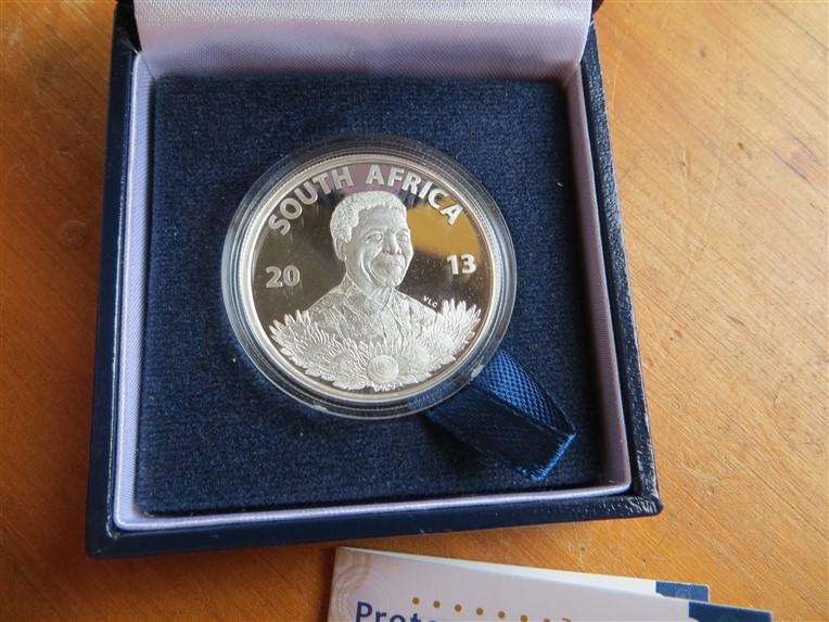 2013 Protea Proof Silver R1 in Box + Cert. Nelson Mandela - Life of a Legend