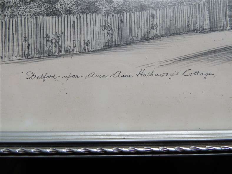 Pair of framed with glass sketch prints - Stratford upon Avon - Buy 1 get the watermarked one free