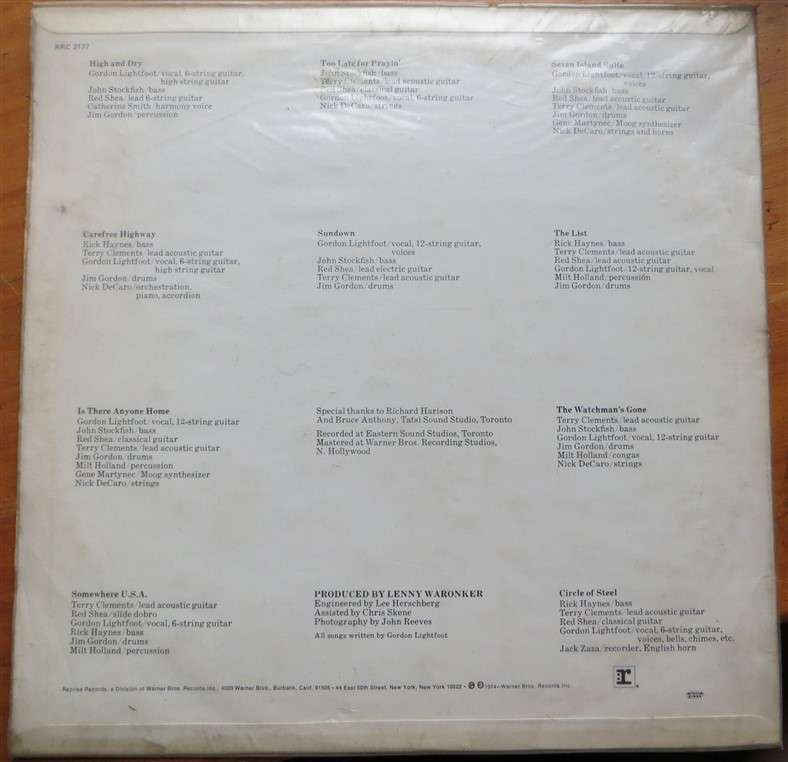 Gordon Lightfoot - Sundown - Vintage LP - VG