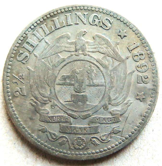 1892 ZAR Half Crown 2/6 Shillings - Silver 92.5%