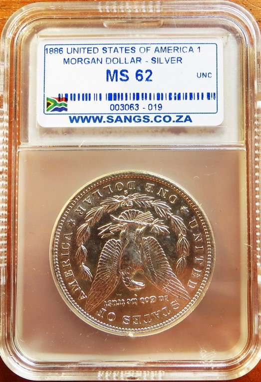 1886(S) Morgan Dollar Silver Graded MS62