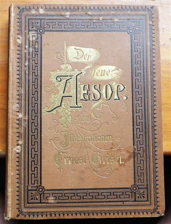 German Antique Aesop Fables Illustrated - Ernest Brisset - 3 pages loose