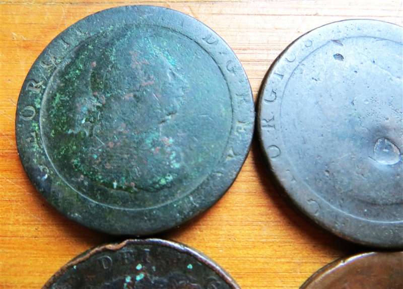 3 x 1797 GB Cartwheel Pennies + 2 Old GB Pennies - Bid per coin