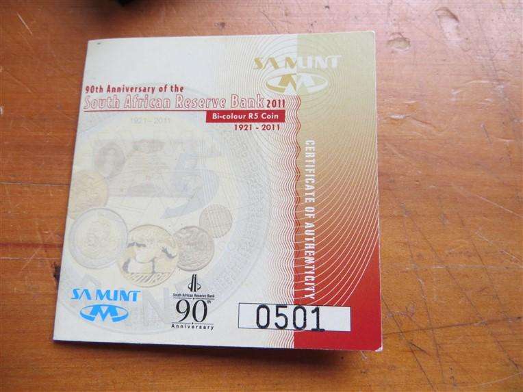 2011 SARB 90th Anniv. Silver Crown R5 in Box + Cert