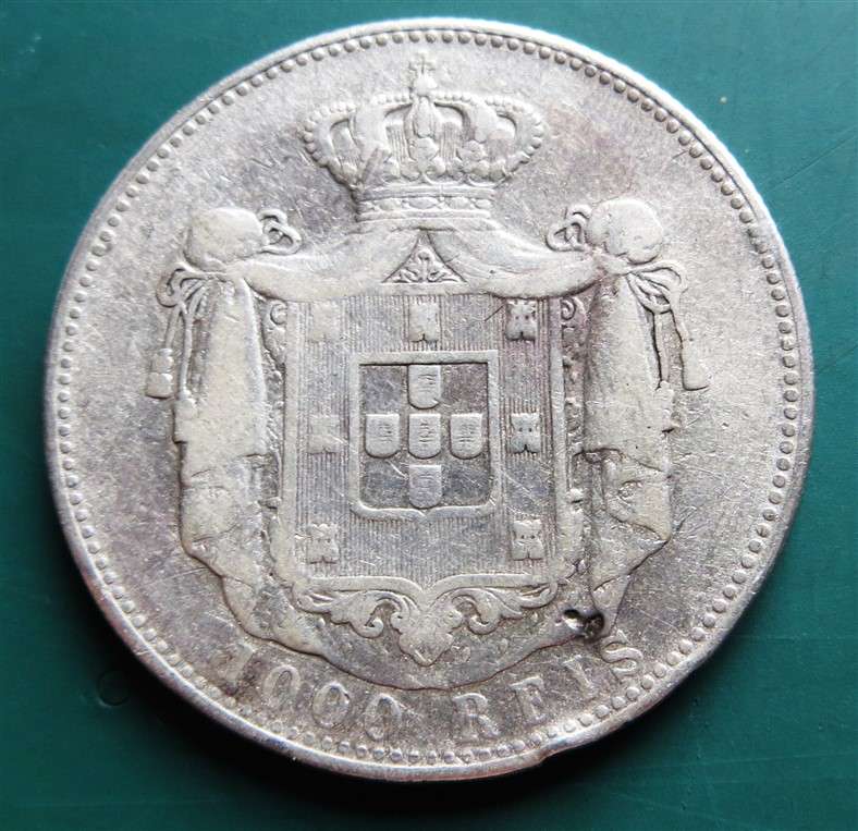 1899 Portugal 91.67% Silver 1000 Reis Crown 24.6gr