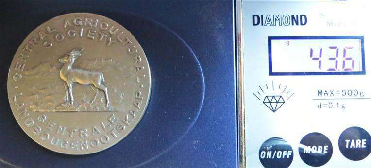 1938 Large Silver Medallion 43.6gr 0.925 Central Agricultural Society
