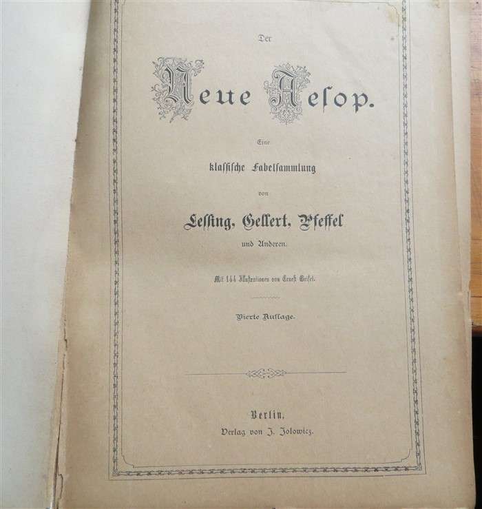 German Antique Aesop Fables Illustrated - Ernest Brisset - 3 pages loose