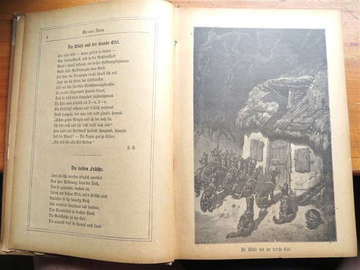 German Antique Aesop Fables Illustrated - Ernest Brisset - 3 pages loose