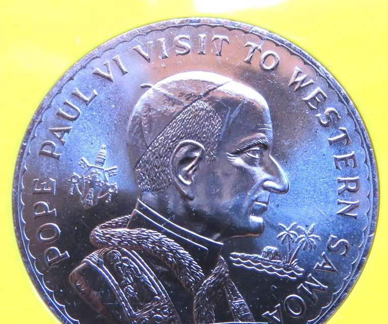 1970 Pope John Paul VI Visit to Western Samoa $1 Crown in Holder