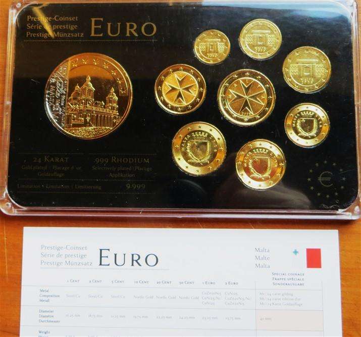 Malta Euro Prestige Gold Plated Coin Set