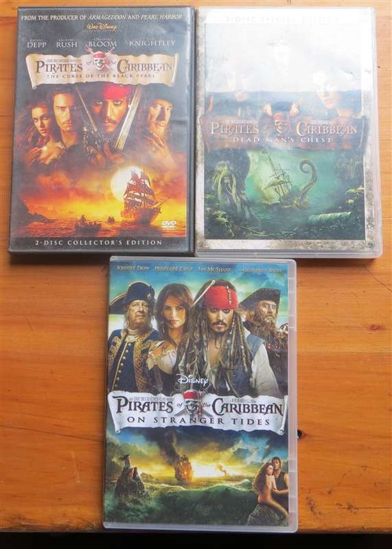 3 x Pirates of the Caribbean DVD's - 1 Bid for All
