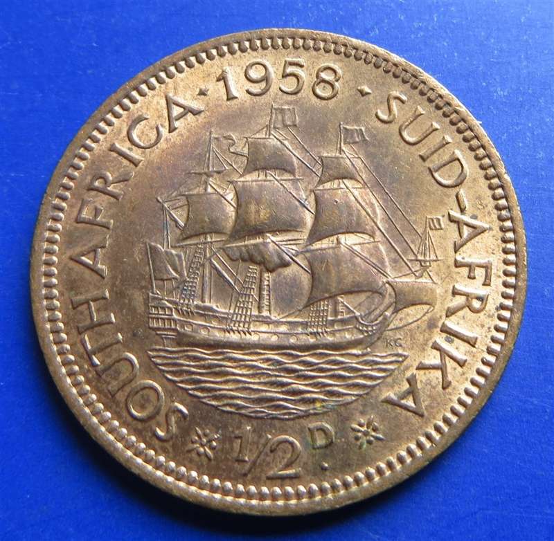 1958 Half Penny 1/2d SA UNION