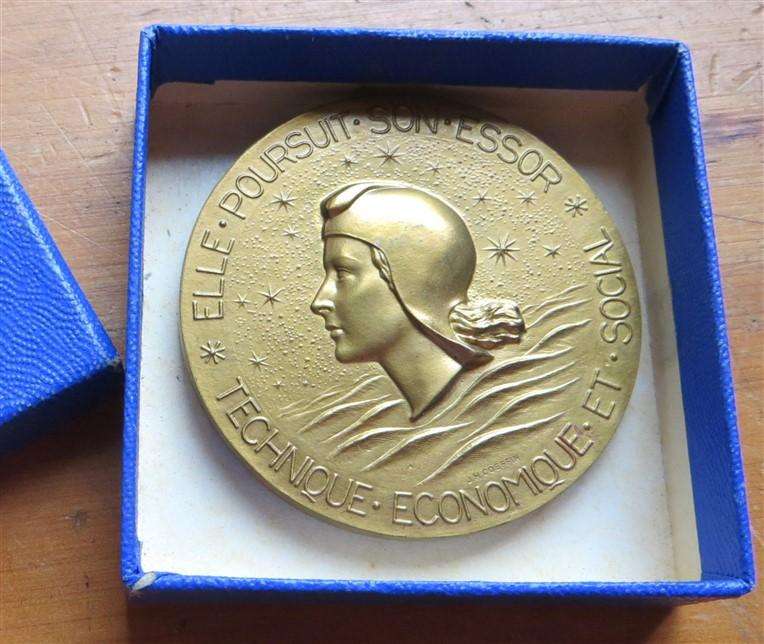 1962 Large 70gr 53mm Medallion - France Ship maiden Voyage - Le Havre New York French Line