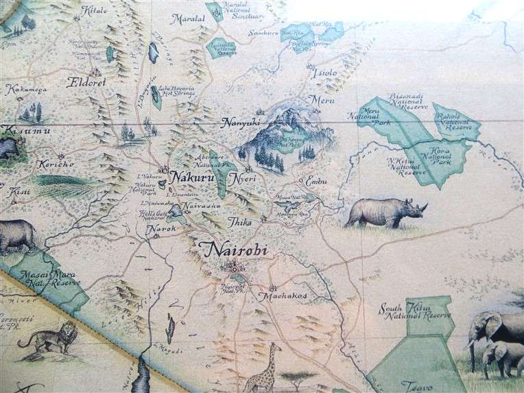Map of Kenya - Wood Frame with Glass +-700mm x 520mm