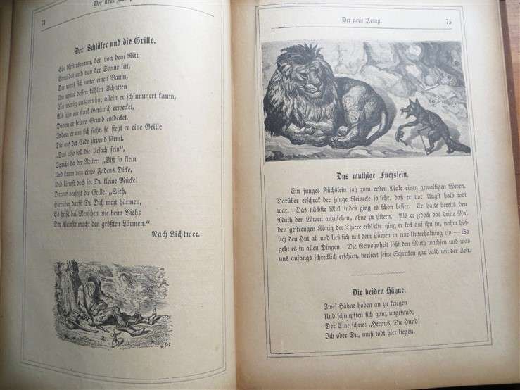 German Antique Aesop Fables Illustrated - Ernest Brisset - 3 pages loose