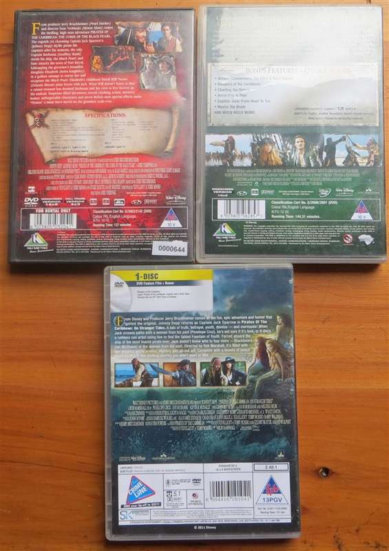 3 x Pirates of the Caribbean DVD's - 1 Bid for All