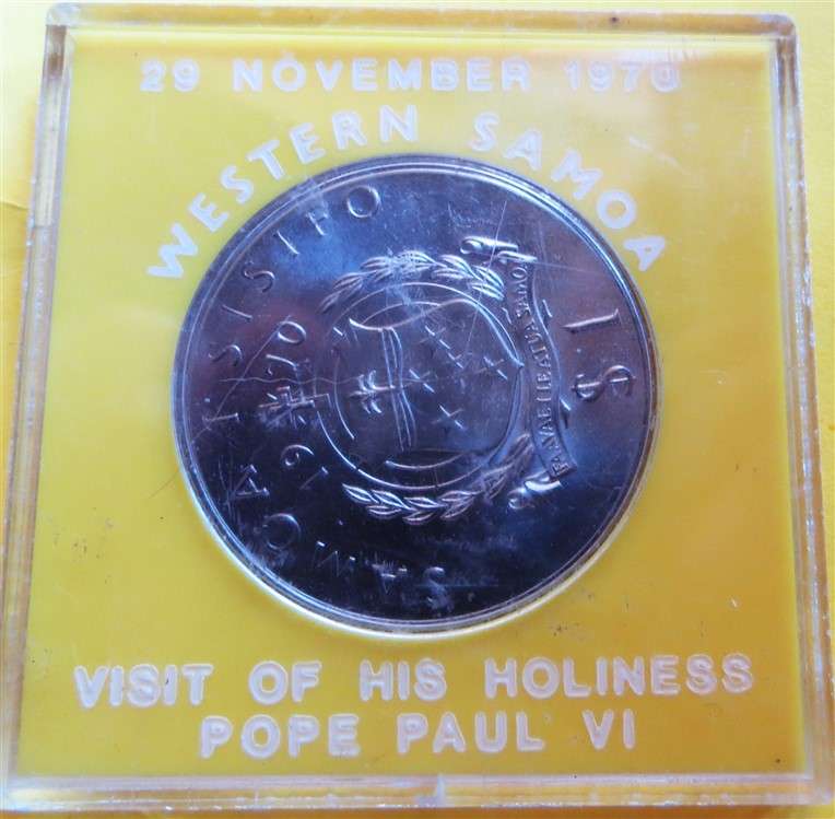 1970 Pope John Paul VI Visit to Western Samoa $1 Crown in Holder