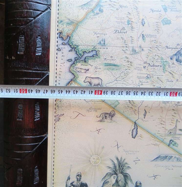 Map of Kenya - Wood Frame with Glass +-700mm x 520mm