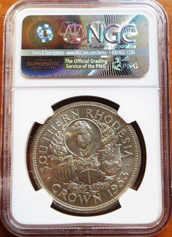 1953 Rhodesia Silver Crown NGC MS63 Rhodes Centennial