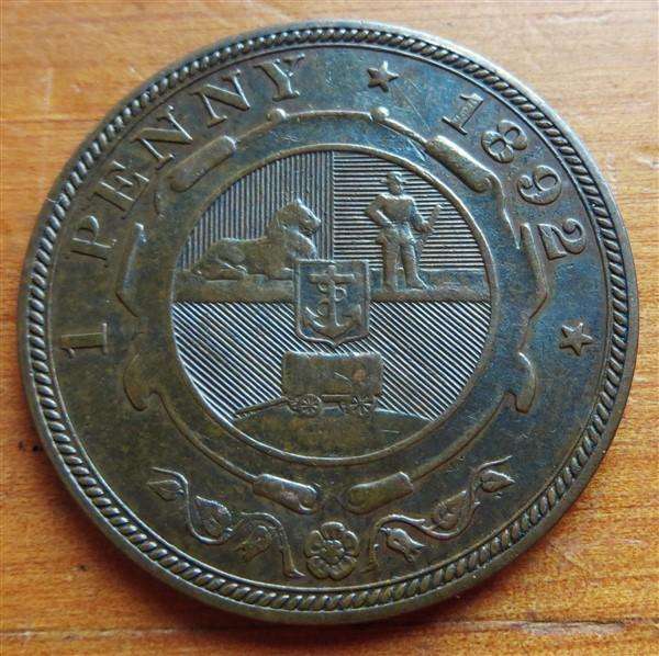 1892 ZAR Penny 1d