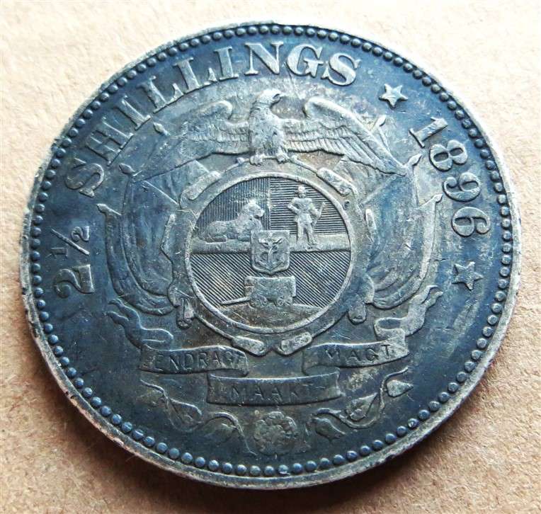 ZAR 1896 Silver 2/6 Half Crown