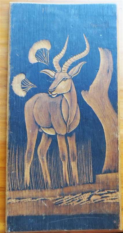 Impala/Rooibok Carving on Wood 150mm x 290mm